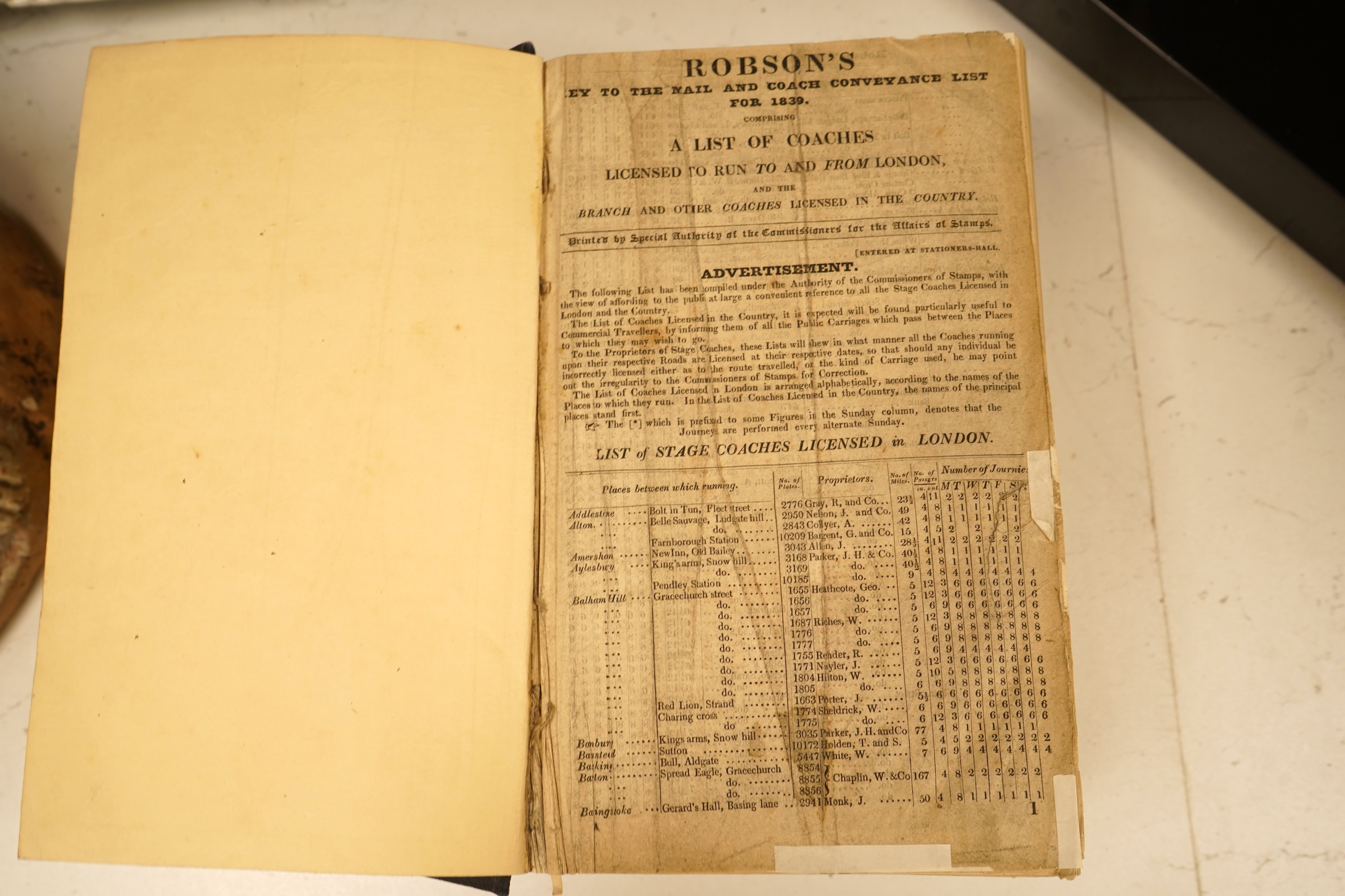 Critchett, B. - The Post Office and London Directory for 1832 ... newly rebound calf backed marbled boards, gilt ruled spine with red label, cr. 8vo.; Frederic Kelly's Post Office London Directory, 1849 ... folded plan;